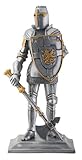 Crusader Knight Statue Silver Finishing Cold Cast Resin Statue Figurine
