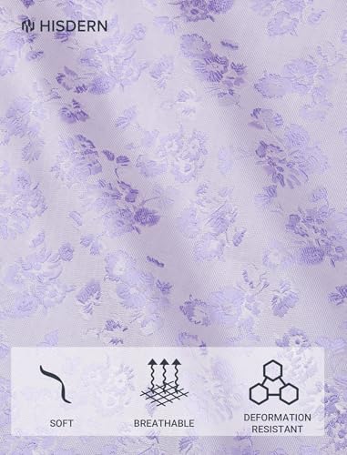 Image of HISDERN Ties for Men Paisley Tie and Pocket Square Cufflinks Set Formal Classic Floral Necktie Handkerchief Wedding Party