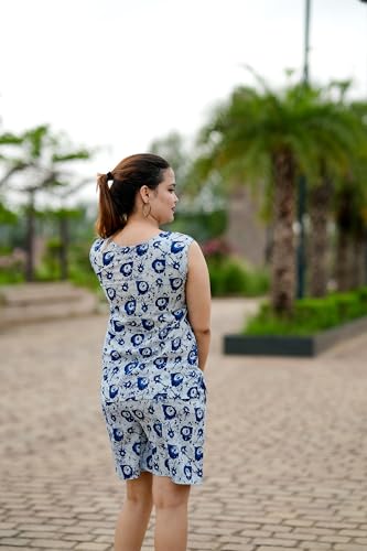 Image of Women's Cotton Night Suit Set - Soft Half Sleeve Top & Printed Shorts for Comfortable Sleepwear & Loungewear | Stylish Summer Nightwear for Women