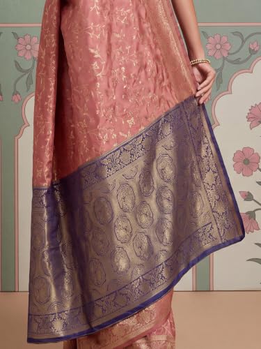 Image of AKHILAM Women's Multicolor Litchi Silk Ethnic Motif Print Saree With Unstitched Blouse Piece|sarees for women | litchi silk sarees
