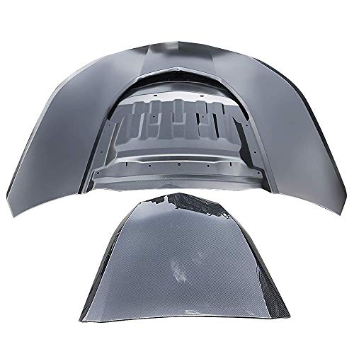 IKON MOTORSPORTS, Hood Compatible with 2016-2023 Chevy Camaro, ZL1 Style Hood Scoop Air Vent Black Carbon Fiber With Heat Extractor Ram Air - Thumbnail 4