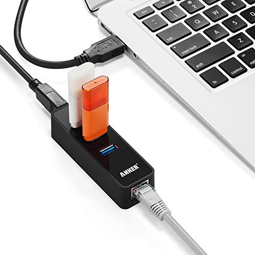 Anker 3-Port Usb 3.0 Hub With 10/100/1000 Gigabit Ethernet Converter (3 Usb 3.0 Ports, A Rj45 Gigabit Ethernet Port, Support Windows Xp, Vista, Win7/8 (32/64 Bit), Mac Os 10.6 And Above, Linux) Black #TOP4