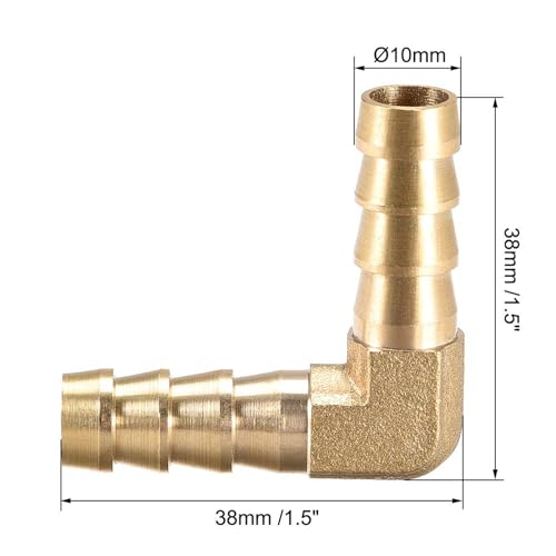 TA-VIGOR 4Pcs 10mm Barb Brass 90 Degree Elbow Pipe Connector Coupler Tubing Hose Fitting for Air Water Oil - Image 2
