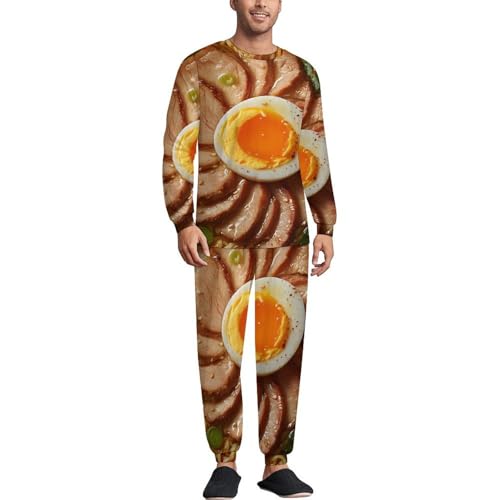 Beef Ramen Noodle Men’s Pajama Set Long Sleeve Top And Pants Loungewear Sleepwear Pjs Nightwear