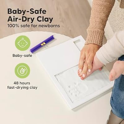 KeaBabies Baby Footprint Kit, Clay Paw Print Kit - Newborn Hand and Footprint Keepsake Picture Frame, Hospital Bracelet, Personalized New Mom Gifts & Baby Shower Gifts for Boys, Girls (Alpine White)