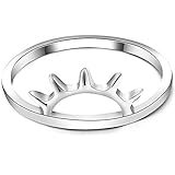 Stainless Steel Rising Sun Style Promise Statement Ring (Silver, 12)