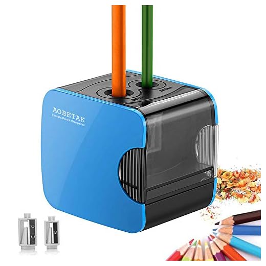 Sacapuntas Eléctricos con Deposito USB y Con Pilas, Heavy Duty Sacapuntas Automáticos, Hoyo Doble Sacapuntas Profesional para Lápiz de Color y Nº 2 de AOBETAK