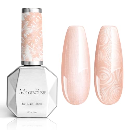 Image of MelodySusie Nude Pearl Gel Nail Polish,0.5fl oz Soak Off UV LED Drawing Shimmer Gel Polish Soak Off Swirl Shell Thread Effect Gifts for Women Nail Art Manicure Salon DIY Nail Design-A1412