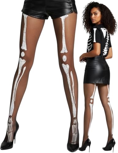 Image of ToBeInStyle Women's Scary Skeleton Leg Bones Halloween Hosiery Tights & Thigh High Stockings