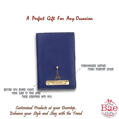 Image of Thebaegift Personalized Couple Passport Cover |Unisex-Adult Personalised Name, Charm & Color Leather Gift Set| for Couple - 2 Pcs | Wedding Anniversary Marriage Gifts for Couple Friend Husband Wife