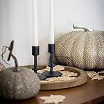 Stonebriar SB-6282A2 5" Black Cast Iron Metal Taper Candle Holder Set, Set of 2 - Image 4