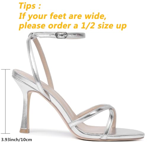Image of Mostrin Strappy Heels for Women Ankle Strap Heels Women's Heeled Sandals for Party Prom Wedding