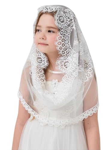 Floral Infinity Veils for Girls Baptism Veil for Baby Girls White Veil for Teen Girls First Communion K83