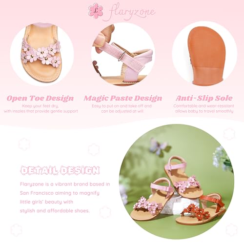 Image of Flaryzone Girls Sandals Open Toe Summer Flats Dress Sandals Shoes Toddler /Little Kid