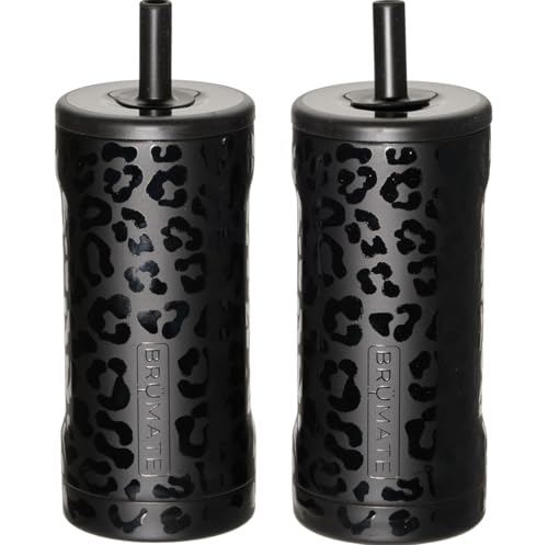 Brumate 12 oz. Straw Tumbler 2-Pack, Onyx Leopard (Black on Black)