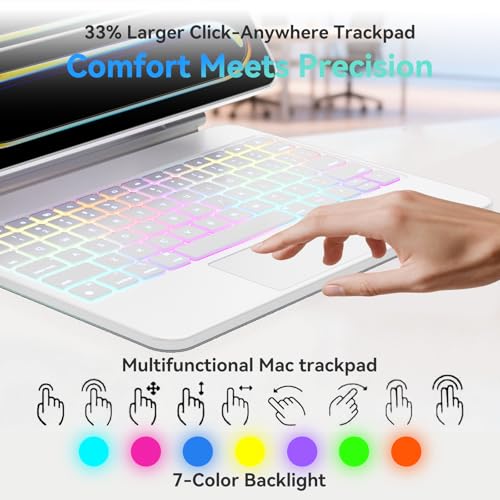 CNAIDUNR iPad Case with Keyboard for iPad Air 11" & iPad Pro 11",White - image 4