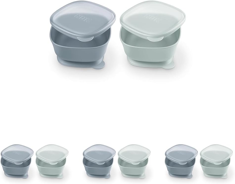 NUK for Nature Suction Bowl and Lid, Leak-Proof Lid, Microwave, Freezer, & Top Rack Dishwasher Safe, BPA-Free (Pack of 4)