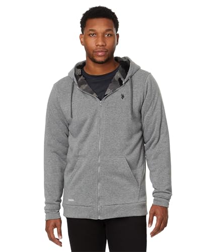 U.S. POLO ASSN. Men's USPA Big and Tall Solid Full Zip Camo Lined Sherpa Hoodie