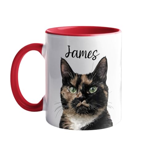 Personalized Tortoiseshell White Coffee Mug Cup 11 Oz, Tortoiseshell Teacup Gifts, Customized Name Tortoiseshells Travel Ceramic Cups, Cat Accent Mug Gift For Men Women Family Friends Cat Lover/Owner