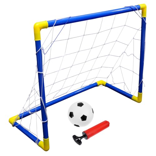 ifundom 1Set Outdoor Football Net Kit for Assemble Your Own Soccer Goal with Inflator Ball Tube Connectors and Tubes Height Blue for Backyard
