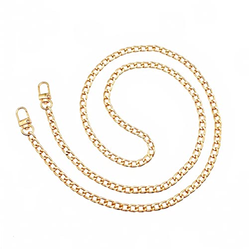 JZK Correa de Cadena Plana de Oro 120 cm para Bolso de Hombro Cruzada - Correa de Metal Larga con Hebillas para Repuesto