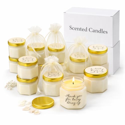Juego de velas perfumadas, pequeñas velas en tarro de cristal con tapas doradas, velas hechas a mano para bodas, fiestas, cumpleaños, regalos de agradecimiento