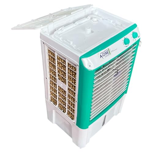 Image of AquaChill Air Cooler | 2-Speed Control | Water Tank | Turquoise & White 120 Watts