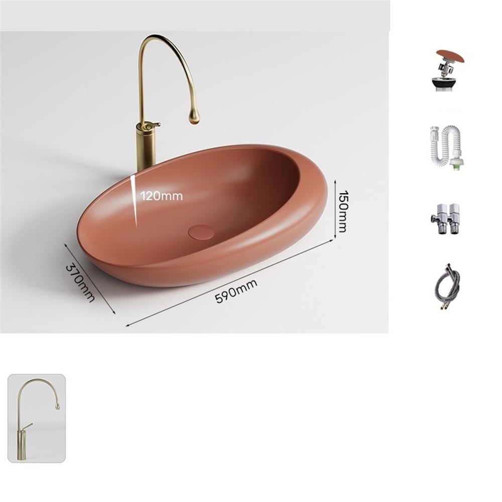 Lavabo da appoggio Oval Shaped Ceramic Integrated Wash Basin Colorful