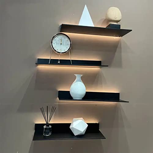 Étagère murale en aluminium noir 80 cm avec LED haut de gamme