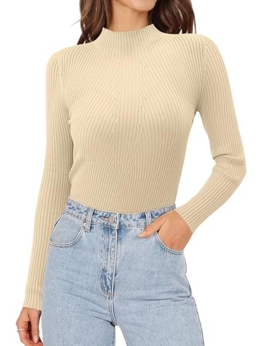 ONLYSHE Women's Turtleneck Sweaters Long Sleeve Shirts Ribbed Knit Slim Fit Sweaters T Shirt Basic Casual Tee Tops