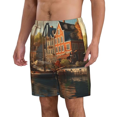 Men's Swim Trunks Charming Harbor View Quick Dry Board Shorts Mens Bathing Suit Beach Swimwear with Pockets4