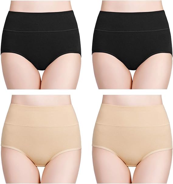Image of DIVING DEEP Women's Briefs, 4 Pack, High Waisted Underwear, Comfortable Cotton Panties