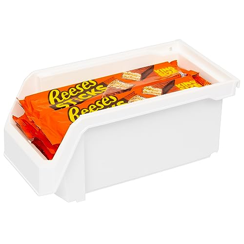 Image of ReadySpace Plastic Containers for Organizing and Storage Bins for Closet, Kitchen, Office, Garage or Pantry Organization, Stackable Bins, Medium (11 inch x 5 inch x 5.5 inch), 8-Pack, White