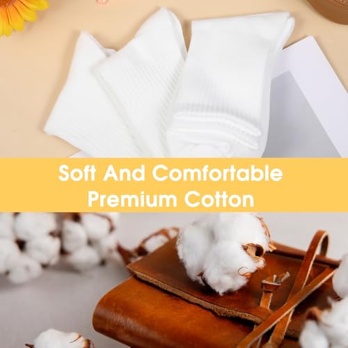 3 Pairs Women Crew Socks LightWeight Thin Casual Calf Athletic Gym Aesthetic Mid Tube Socks White Slouch Neutral Soft Cotton Hosiery for Girls Workout Clothes Trouser Dress4