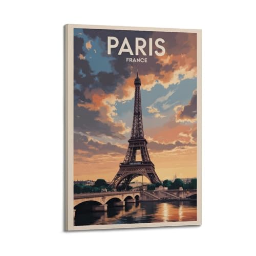 Más de 48 pósteres clásicos de viaje de París estéticos, arte decorativo para pared, lienzo vintage para sala de estar, dormitorio, 20 x 30 cm, estilo marco