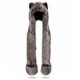 HomDSim Anime Spirit Animal Hood Hoods Furry Hoodie,Faux Fur Hat with Warm Scarf Mittens Gloves Spirit Ears and Paws