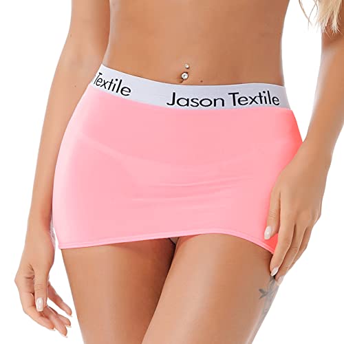 Zaldita Minifalda de mujer bodycon transparente, minifalda corta, falda lápiz, elástica, ropa interior, lencería sexy, Rosa., Talla única