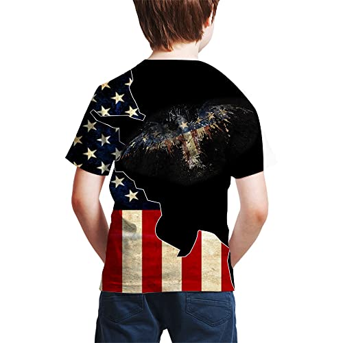 Kids Print 3D American Flag Pattern Tees Shirts for Youth Boys Girls 4-14 Years2