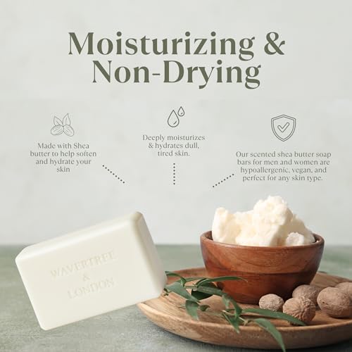 Image of Wavertree & London White Orchid Scented Natural Soap (2 Bars), 7oz Moisturizing French Triple Milled Soap Bars enriched with shea butter - Pure Plant Based Bath & Body Bars for All Skin Types