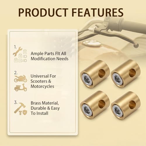 Vier Stück Schraubnippel Set für Bowdenzug und Gaszug Universal Kabelklemme Reparaturset für Roller Moped Motorrad Rasenmäher Messing Nippel