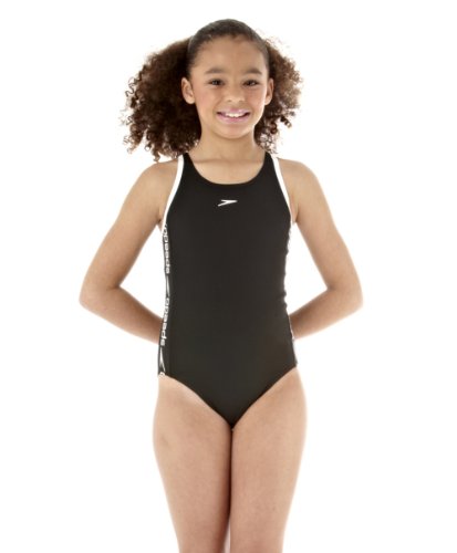 Preisvergleich Produktbild Speedo Mädchen Badeanzug Superiority Muscleback, schwarz / weiß, 152, 8056180299