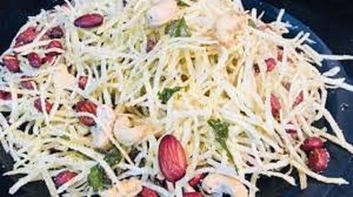 Bikaji Badam Laccha Pancharatna – 12.34 oz (350g) Pack | Crispy Potato Sticks with Almonds, Cashews, Raisins for Party mix| Spicy & Authentic Indian Flavorful Namkeen Snack perfect for Tea Time