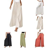 CEWIFO Saldi Estivi Pantaloni a Gamba Larga da Donna Vita Bassa con Coulisse e Volant drappeggiati (Black-2, L)
