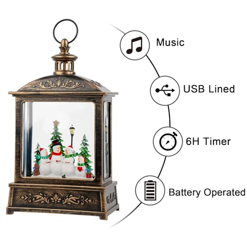 Visflair AULT24001-3 12.5'' Christmas Snow Globe Lantern Lighted Snowman Choir Musical Snowmen Carolers Water Lantern In Swirling Glittering Home Decoration And Gift thumb #1