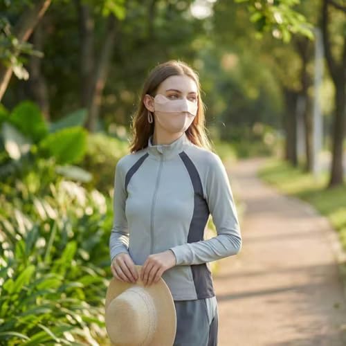 lulupila UV-Schutz Gesichtsmaske, UPF50+, Atmungsaktiv, Waschbar, für Sport und Outdoor-Aktivitäten,Outdoor Sport Maske (Rosa)