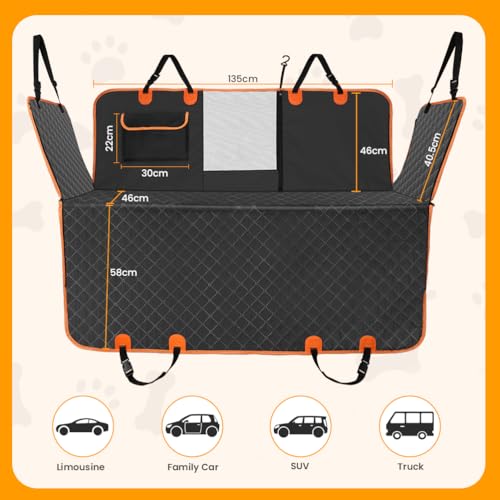 Image of KYG Car Seat Cover, 5-in-1 Waterproof Dog Hammock for Cars 135cmx148cm | breathable visual window reduces anxiety, storage pocket, 4-step quick install, machine washable hammock /cover /boot /picnic