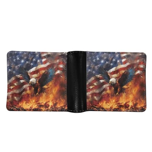 LedBack Men's Bifold Wallets Eagle Flag Pattern Slim PU Leather RFID Blocking Wallet for Men2