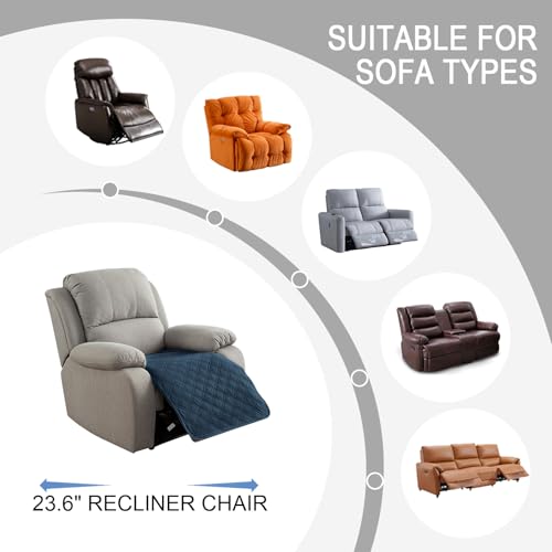Image of Genina Waterproof Recliner Chair Covers, Recliner Cover for Dog Pets Friendly, Washable Antislip Reclining Chair Cover Furniture Protector, Sofa Slipcover for Living Room(23.6inch /Peacock Blue)