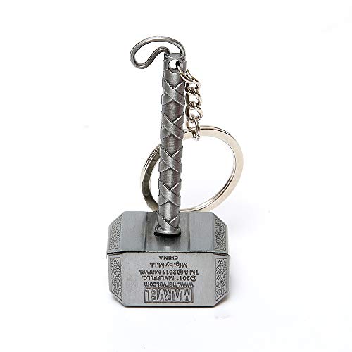 Thor Hammer Keychain Mini Thor Hammer Metal Keychains Cool Key Chains Funny Keychains 1 Pack (Silver)