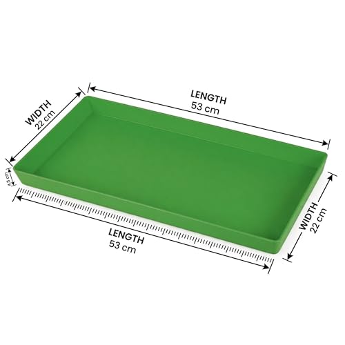 Image of Dwet Plastic Inverter Battery Tray for Tall Tubular Battery | Heavy Duty Battery Drip Tray with Raised Edges | Floor Protection Base Stand for Inverter Battery | 53 x 22 cm | Green (Pack of 1)